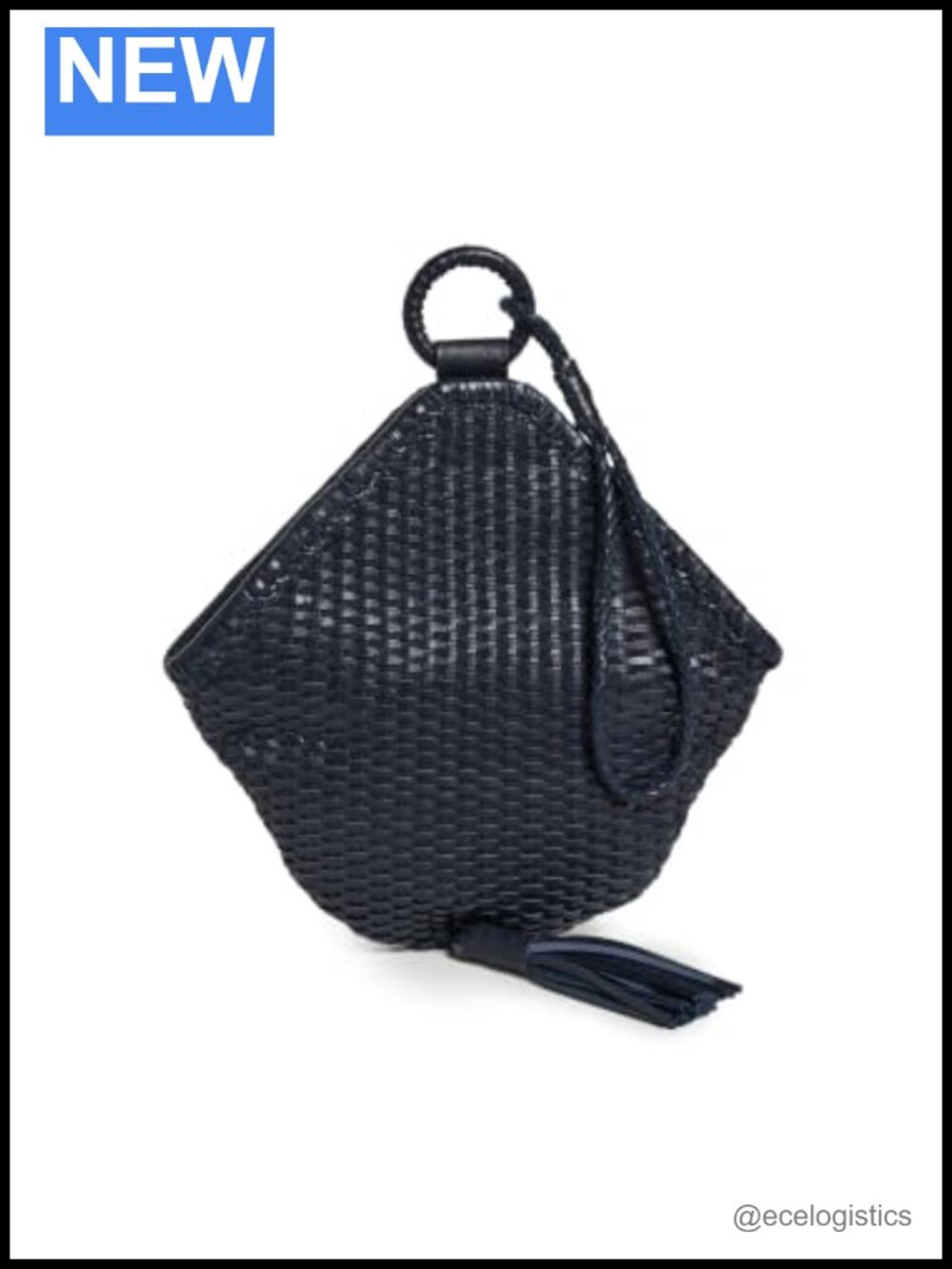 Woven Straw Clutch with Wrist Strap Tassel Accent